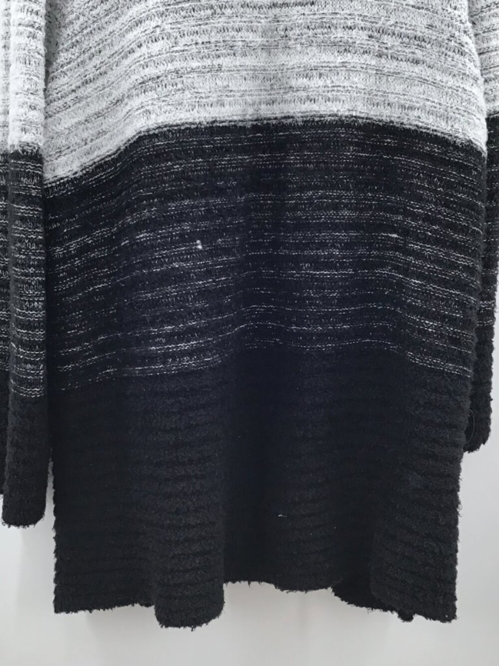 Women's 3X 30/32 Eyelash Sweater Ombre Marled Black & White Cardigan Duster SOFT - Picture 7 of 8